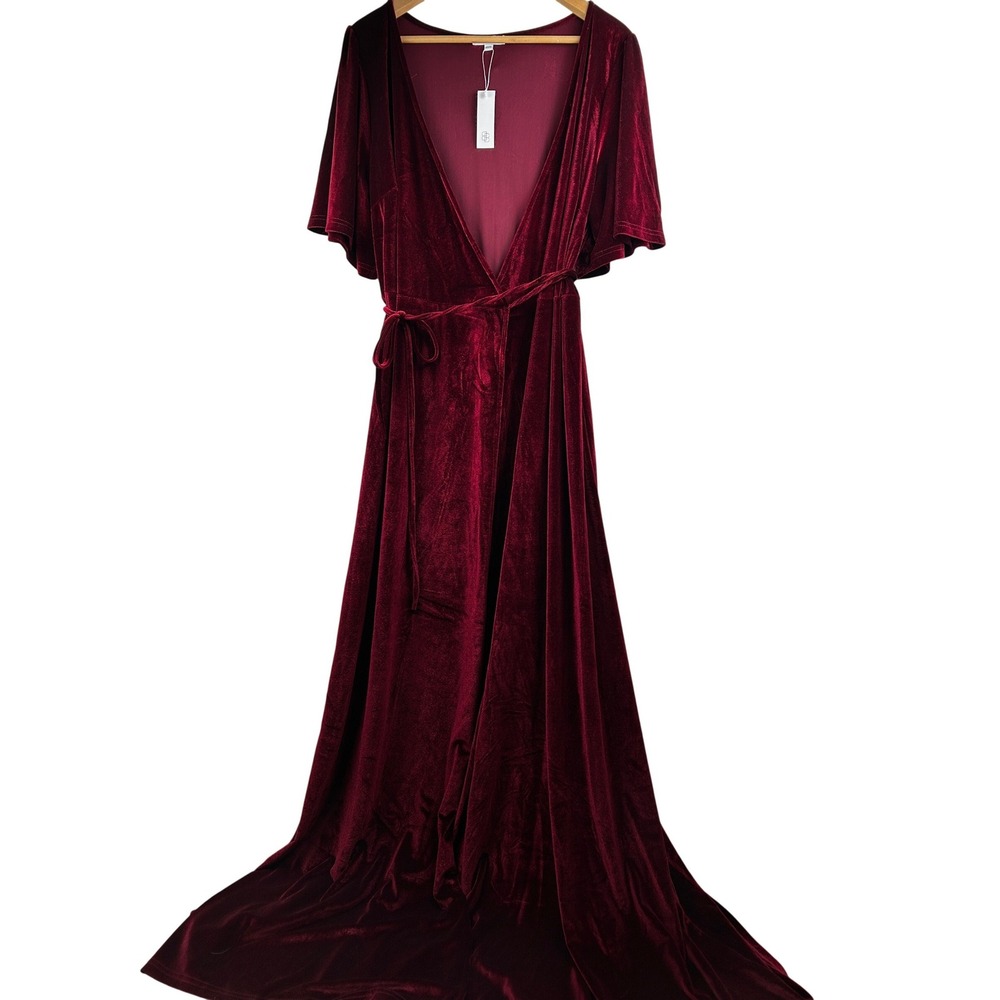 NWT Baltic Born Velvet Wrap Maxi Dress Women XXXL‎ Burgundy Whimsygoth Winter